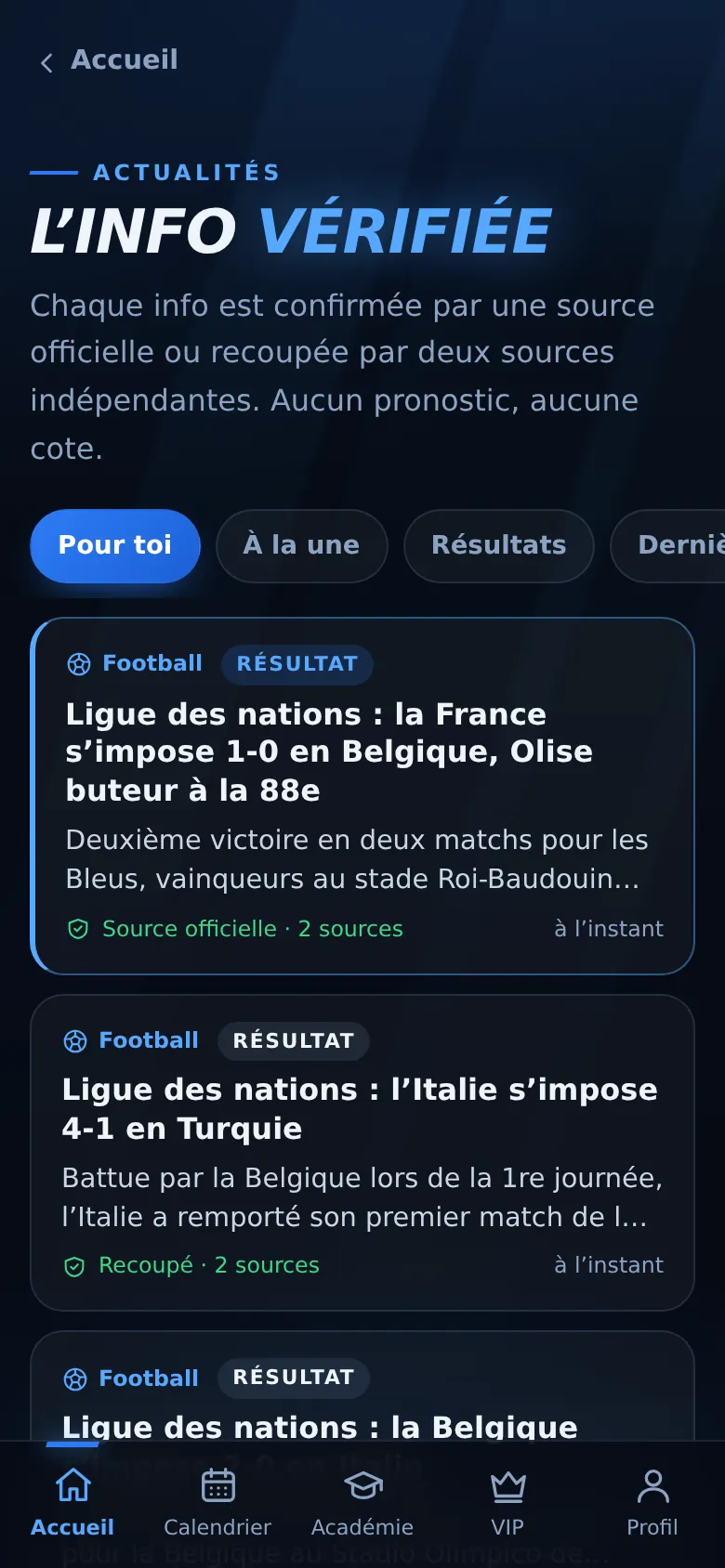 Actualités vérifiées avec leurs sources